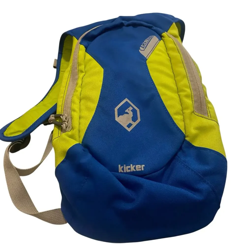 CamelBak Children's Kicker Hydration Backpack in blue and Lime Green High Vis